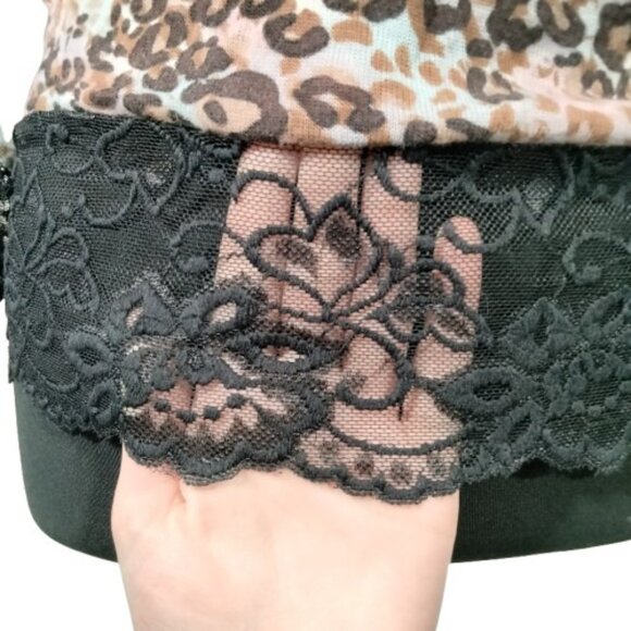 Vtg Y2K Charlotte Russe Animal Print Leopard Top S Lace Fairy 90s Scene Indie - Picture 4 of 9